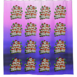 Duschvorhang (Häuser Doodle - handgezeichnet)