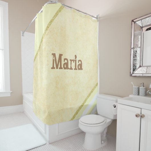 Duschvorhang hellgelb Beige Gold Streifen (Beispiel)