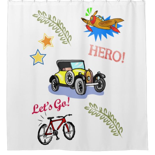 Duschvorhang Hero Fahrrad Flugzeug (Vorderseite)
