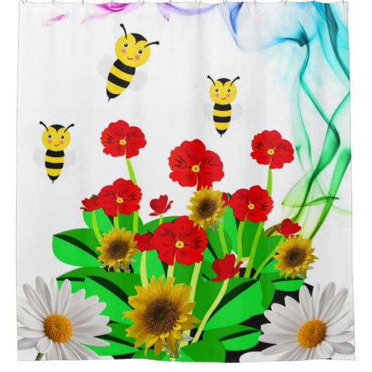 Duschvorhang Hummel Blütenblume (Vorderseite)