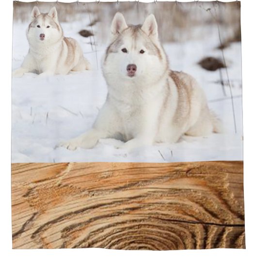 Duschvorhang Husky Wood (Vorderseite)