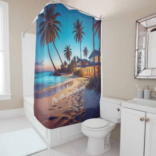 Duschvorhang im Beach House für Bild und Text (Beispiel)