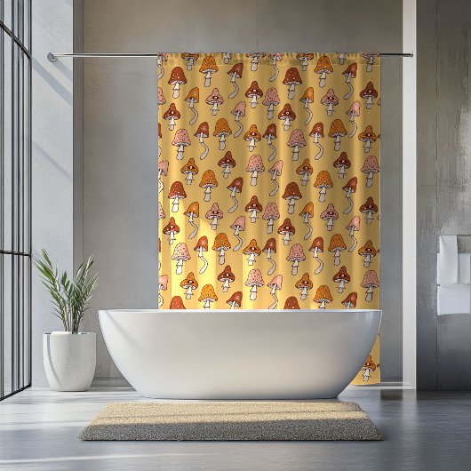Duschvorhang im Mid-Century-Stil Kupfer & Rosa Pop