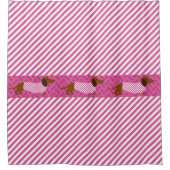 Duschvorhang in der Dackel Rosa und Weiß Streifen (Vorderseite)