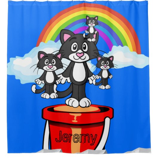 Duschvorhang Katzen Regenbogenwolken (Vorderseite)
