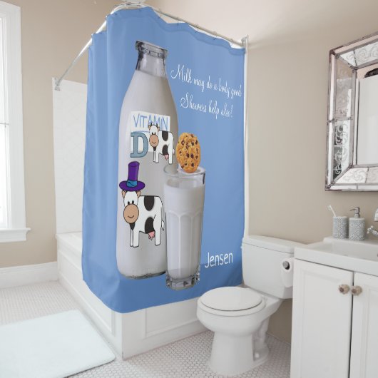 Duschvorhang Kuh Milch Blue Vitamin D (Beispiel)