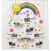 Duschvorhang Kühe Sun Rainbows Blume Blumen (Vorderseite)