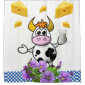 Duschvorhang Kuhmilch Käse Blau Kariert (Vorderseite)