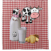 Duschvorhang Land Kuh Rotes Kariertes Brot Milch (Vorderseite)