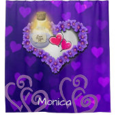 Duschvorhang Lila Herzen rosa Herzen (Vorderseite)