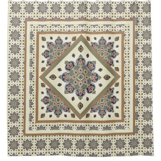 Duschvorhang mit aufwändigem Medaillondesign (Vorderseite)