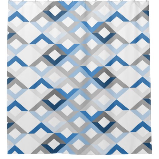 Duschvorhang mit blauen Chevronen (Vorderseite)