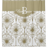 Duschvorhang mit Blumen der goldenen Linie (Vorderseite)