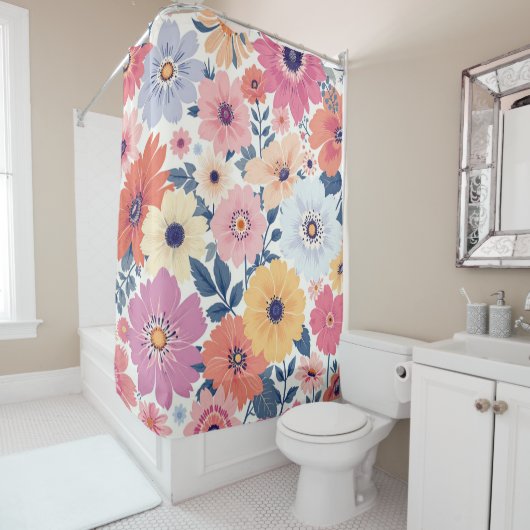 Duschvorhang mit Blumenkaskade (Beispiel)