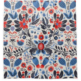 Duschvorhang mit Blumenmotiven aus Leichtvolkskuns