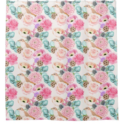 Duschvorhang mit Blumenmuster (Vorderseite)