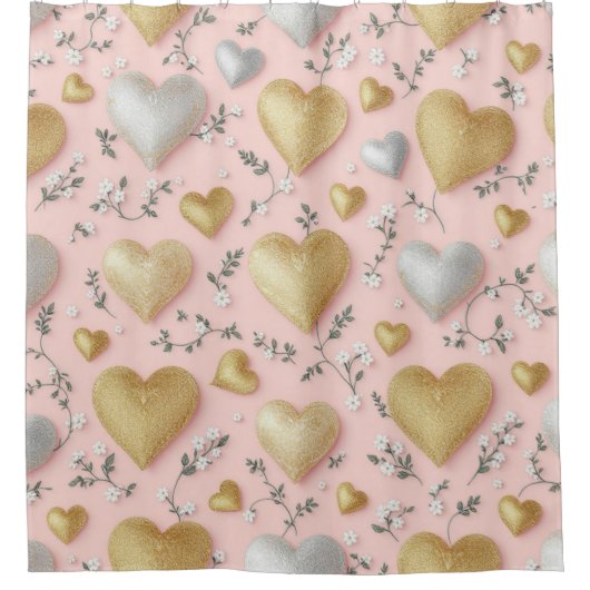 Duschvorhang mit Blush & Gold Liebe (Vorderseite)