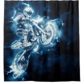 Duschvorhang mit dem Blue Motocross Rider (Vorderseite)