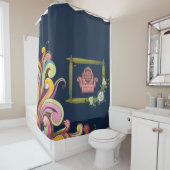 Duschvorhang mit dunklem Blumenmotiv (Beispiel)