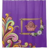 Duschvorhang mit dunklem Blumenmotiv lila (Vorderseite)