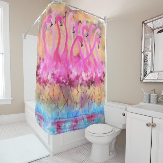 Duschvorhang mit Flamingos (Beispiel)