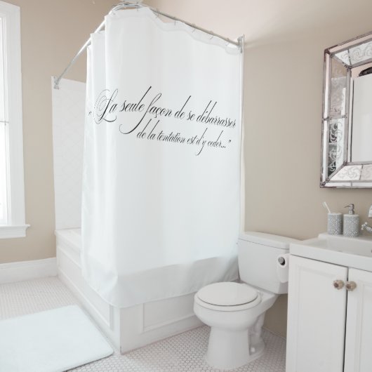 Duschvorhang mit französischer Schrift (Beispiel)