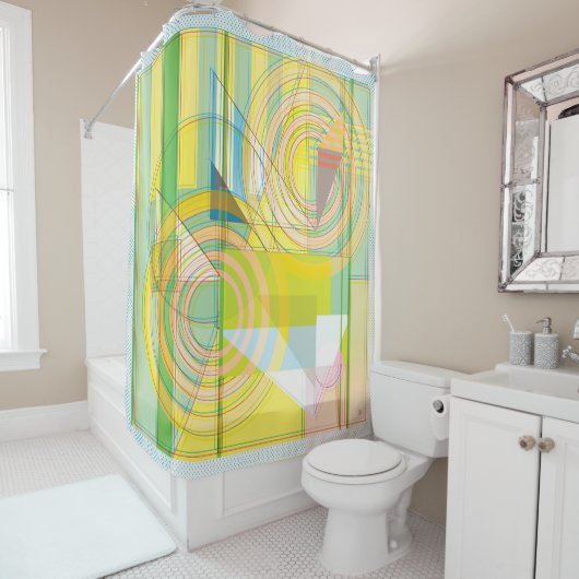 Duschvorhang mit geometrischen Linien (Beispiel)