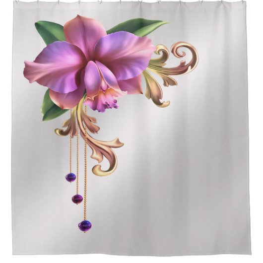 Duschvorhang mit lila Blume (Vorderseite)