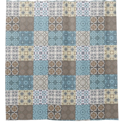 Duschvorhang mit marokkanischem Fliesenmuster (Vorderseite)