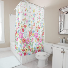 Duschvorhang mit mehrfarbigen Frühlingsblumen