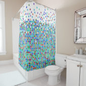 Duschvorhang mit Mosaikfliesen und farbenfroher Vo (Beispiel)