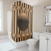 Duschvorhang mit orangefarbenem schwarzem Streifen (Beispiel)