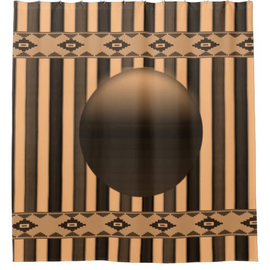 Duschvorhang mit orangefarbenem schwarzem Streifen (Vorderseite)