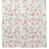 Duschvorhang mit rosa Blütendusche (Vorderseite)