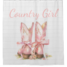Duschvorhang mit rosa Country Cowgirl