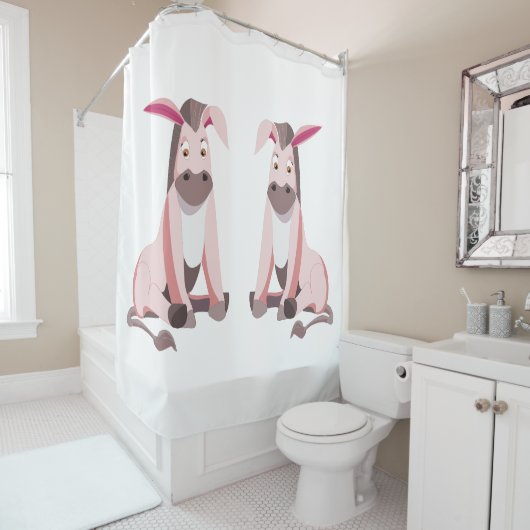 Duschvorhang mit rosa Donkey - individuell einstel (Beispiel)