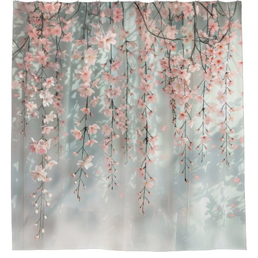 Duschvorhang mit rosa Kirschbrause (Vorderseite)