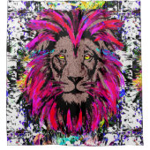 Duschvorhang mit rosa Löwenkopf (Vorderseite)