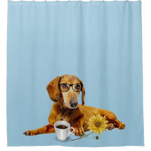 Duschvorhang mit roter Dackel (Vorderseite)