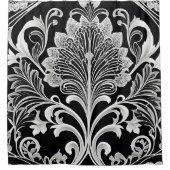 Duschvorhang mit Schwarz-weißer und grauer Blume (Vorderseite)