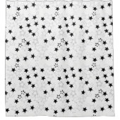 Duschvorhang mit schwarzen und weißen Sternen (Vorderseite)