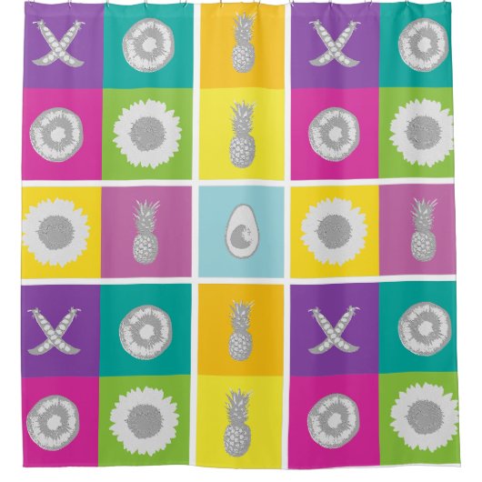 Duschvorhang mit spielenden Farbblockquadraten (Vorderseite)