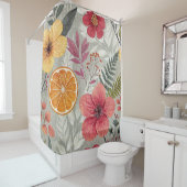 Duschvorhang mit tropischem Flair und Zitrusfrücht (Beispiel)
