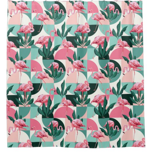 Duschvorhang mit tropischem Muster (Vorderseite)