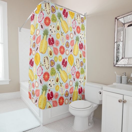 Duschvorhang mit tropischem Muster (Beispiel)