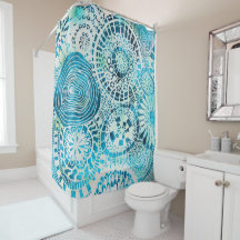 Duschvorhang mit tropischer Kunst