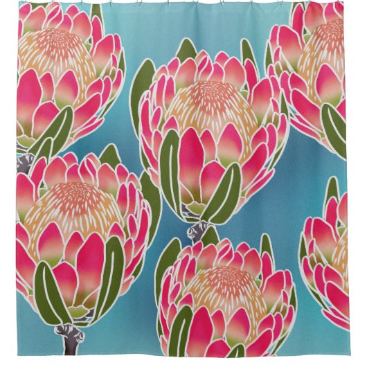 Duschvorhang mit tropischer Proteade (Vorderseite)