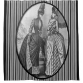 Duschvorhang mit viktorianischer Schwarz-weißer Da (Vorderseite)