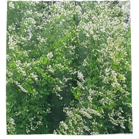 Duschvorhang mit weißem Blumen (Vorderseite)