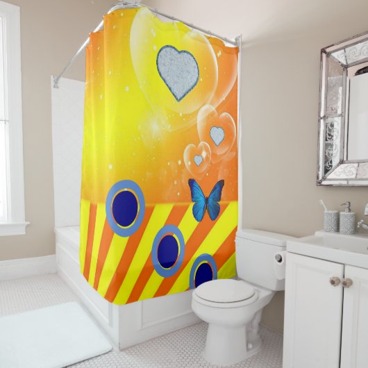 Duschvorhang, orange, blau duschvorhang (Beispiel)